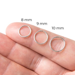 Hoop Earring Set - Sterling Silver Hoop Earrings - Small Hoop Earrings - Mini Silver Hoops - Silver Huggie Hoop Earrings - 8mm, 9mm, 10mm