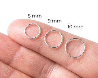 Hoop Earring Set - Sterling Silver Hoop Earrings - Small Hoop Earrings - Mini Silver Hoops - Silver Huggie Hoop Earrings - 8mm, 9mm, 10mm