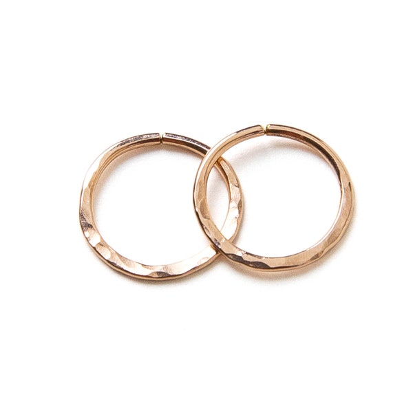 Rose Gold Hammered Hoop Earrings - Small Hoop Earrings - Mini Hoop Earrings - 14k Rose Gold Filled Hoops - Rose Gold Huggie Hoop Earrings