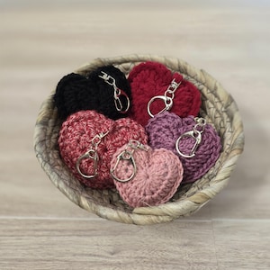 Crochet Heart Keychain, Personalized Initial Charm, Handmade Bag Accessory