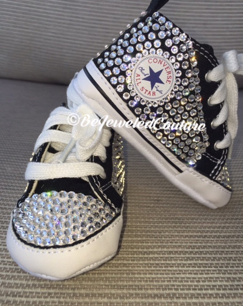 Swarovski crystal baby girl converse shoes black bling baby Etsy
