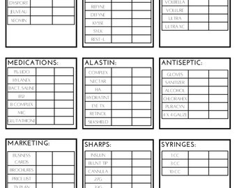 Lista de inventario de Med Spa