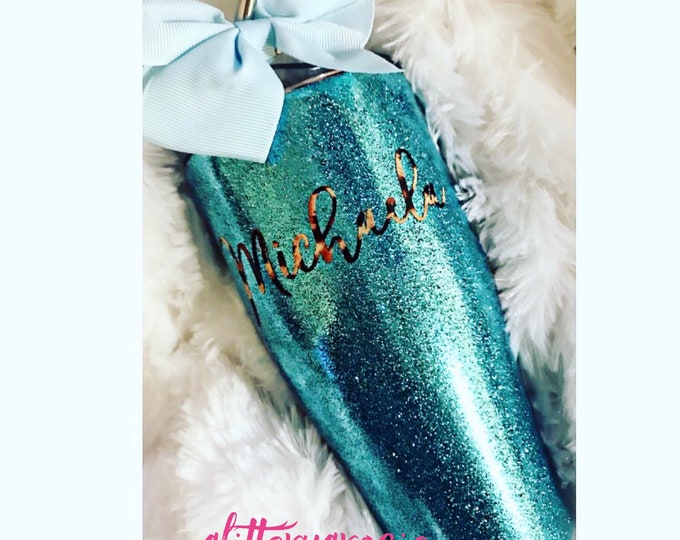 40 Oz 20 Oz Teal Turquoise Glitter Tumbler Available in all sizes 10 Oz 30 Oz