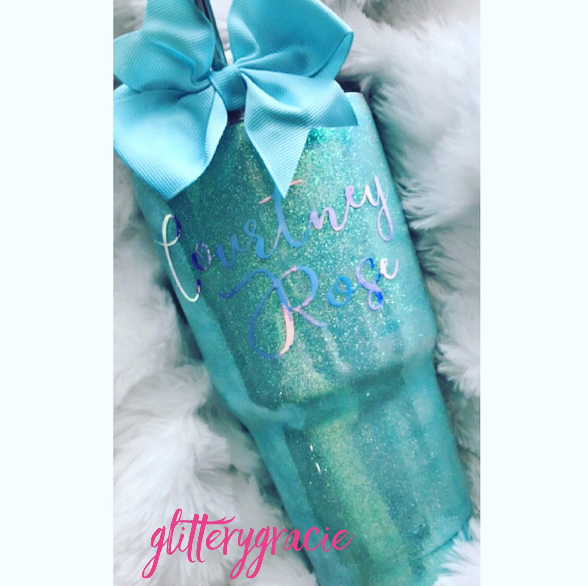 Iridescent Baby Blue Glitter Tumbler / Iridescent Glitter Etsy