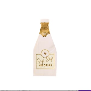Sip Sip Hooray Napkins: Pink & Gold Champagne Bottle, Party Decor