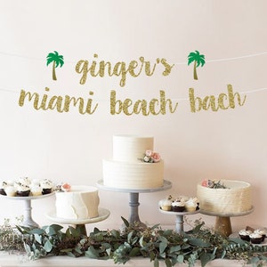 Miami Beach Bach Banner | Beach Bachelorette | Bachelorette Party Decorations | Palm Tree Tropical Sign | Beach Bachelorette | Beach Bash