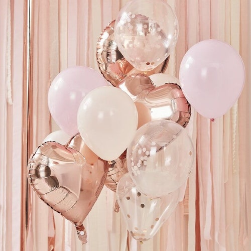 Rose Gold Confetti Balloons Bridal Shower Decorations Etsy