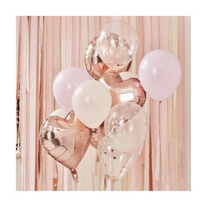 Bridal Shower Decorations | Rose Gold Bridal Shower Balloons | Bachelorette Party Decorations | Blush Pink Bridal Shower Decor | Confetti