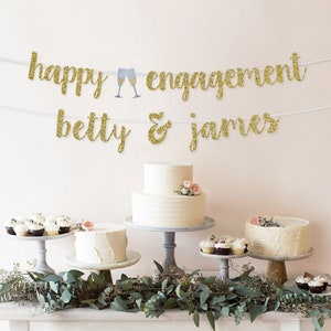 Engagement Banner with Names | Engagement Party Decorations | Happy Engagement Banner | Engagement Party Idea | Engaged | Congrats