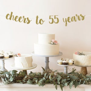 Cheers to 55 Years Banner | 55th Birthday Banner | 55th Anniversary Banner | 55th Birthday Decoration | 55th Wedding Anniversary Party Decor