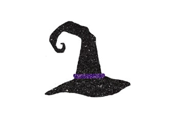 Witch Hat Accent | Halloween Decorations | Halloween Banner Accent | Halloween Party Decor | Black Purple Glitter Halloween Decor Sign