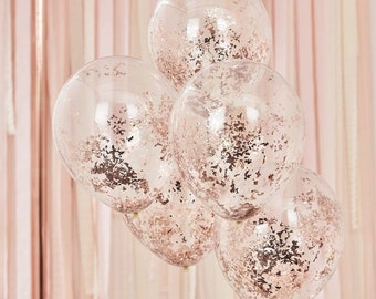 Rose Gold Confetti Balloons | Bridal Shower Decorations | Engagement Party Decorations | Bachelorette Party Decoration | 30th Birthday Pink