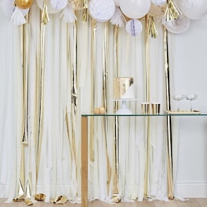 Engagement Party Decoration Kit | Gold and White Bridal Shower Backdrop | Photobooth Backdrop | Photo Backdrop | Engagement Party Backdrop