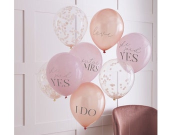 Bridal Shower Decorations | Bridal Shower Balloons | Bachelorette Party Decorations | Rose Gold Blush Pink Bridal Shower Decor | Confetti