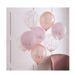 Bridal Shower Decorations | Bridal Shower Balloons | Bachelorette Party Decorations | Rose Gold Blush Pink Bridal Shower Decor | Confetti