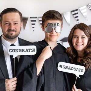 Acessórios para cabine de fotos de formatura: bonés, óculos, diploma - conjunto de 7 peças