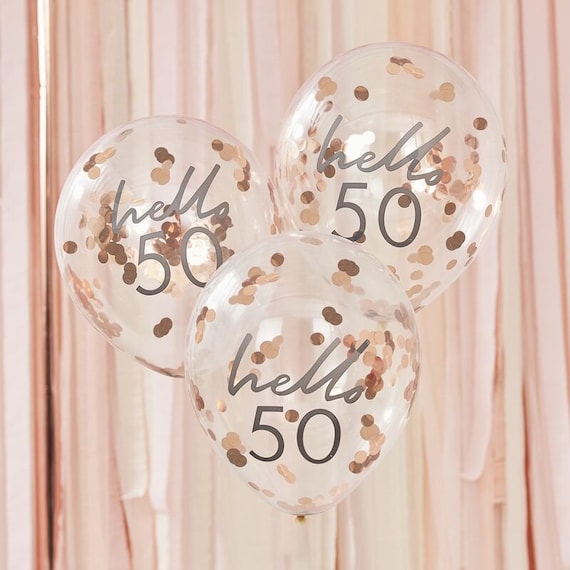 50th Birthday Decorations for her, 50th Birthday Banner for Women, Rose  Gold 50th Birthday Balloons 50 Number Balloon, Rose Gold 50 Birthday Party