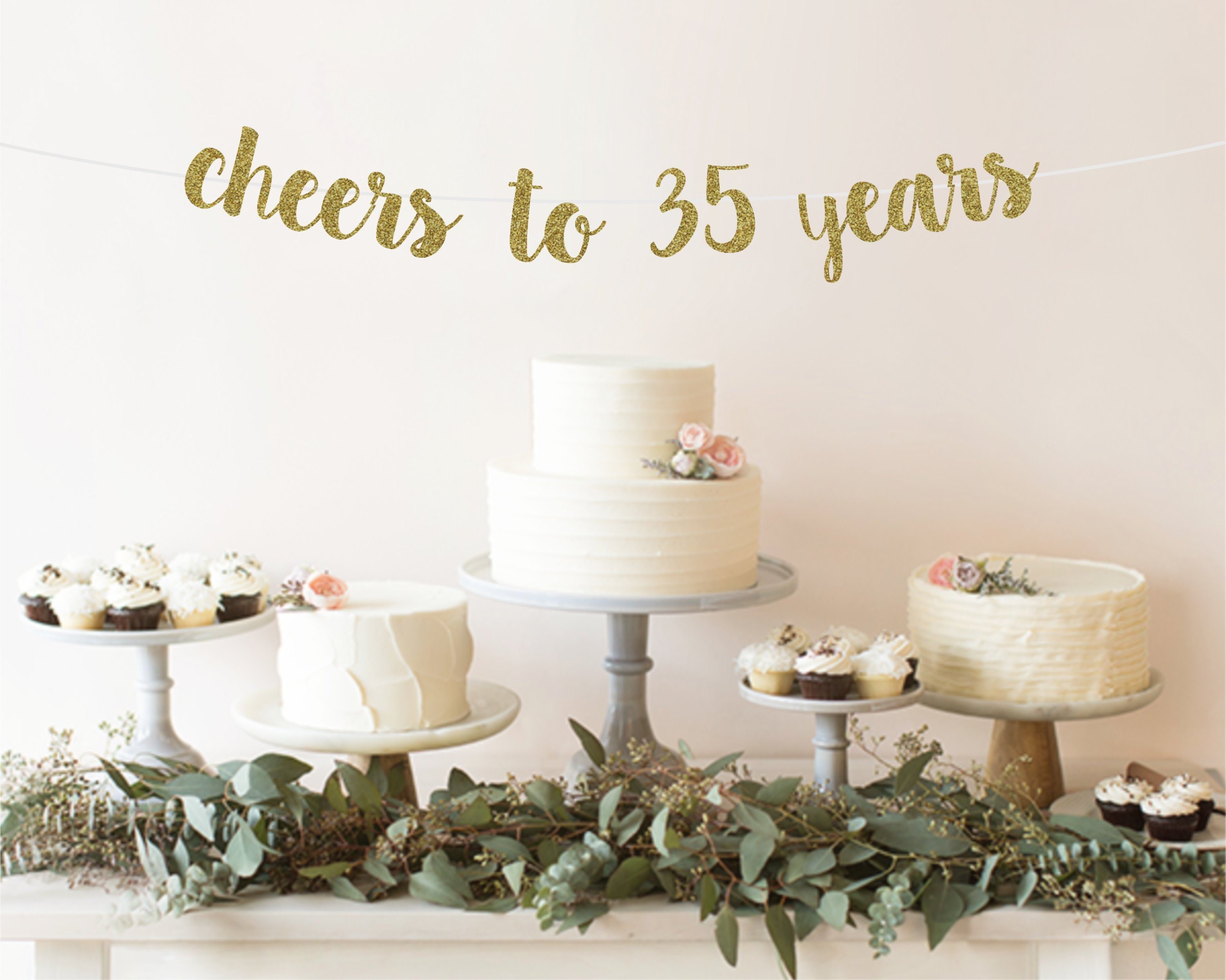 Cheers To 35 Years Banner 35th Birthday Banner 35th Etsy