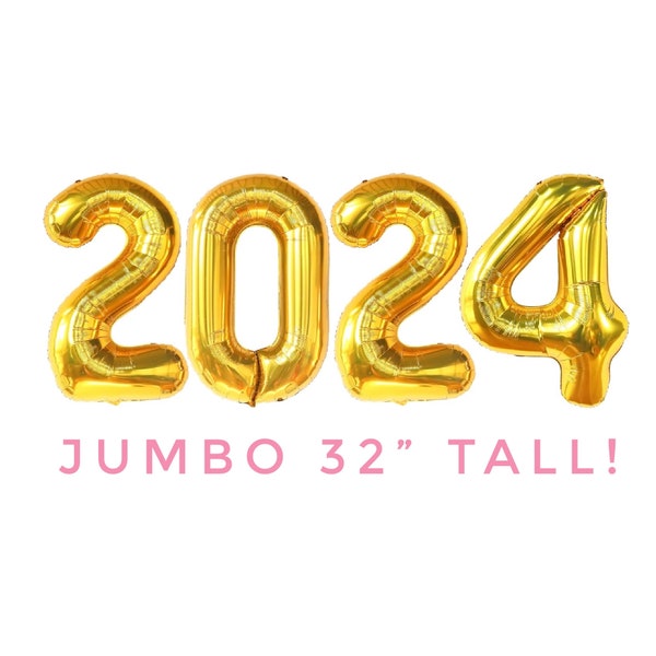2024 Balloons | New Years Eve Party Decorations | Happy New Years Eve Number Balloons | Gold Balloon | New Year 2024 Decor | Photo Backdrop