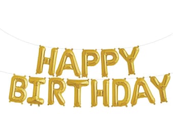 Palloncino di buon compleanno in oro metallizzato: decorazione per feste