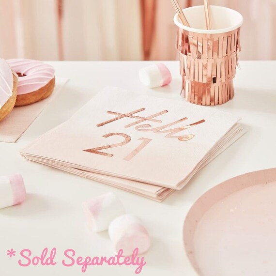 Konfetti Zum 21. Geburtstag – Roségold/Metallic, 45 Ml Mit Zahl 21, Sternen, Kuchen