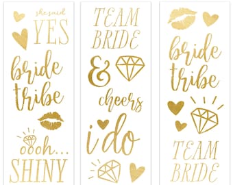 Bachelorette Tattoos | Bachelorette Party Tattoos | Bachelorette Party Decorations | Shiny Gold Temporary Tattoos | Nashville Rose Gold