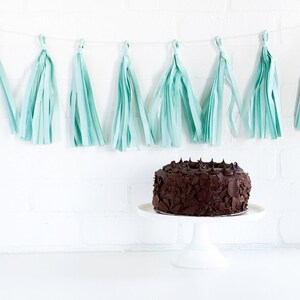 Sky Blue Tassel Garland Birthday Party Decorations | Tassel Banner | First Birthday Baby Shower Boy | Baby Shark Unicorn Mermaid Under Sea