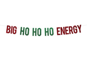 Friendsmas Christmas Party Banner | Big Ho Ho Ho Energy | Merry Christmas Decoration | Sweater Party | Funny Banner | Holiday Sign Red