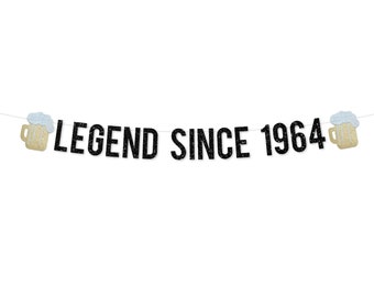 Legend Since 1964 Banner | 60th Birthday Decoration Men | 60th Men Birthday Party | Awesome Since Banner Beer 60 Birthday Aged to Perfection