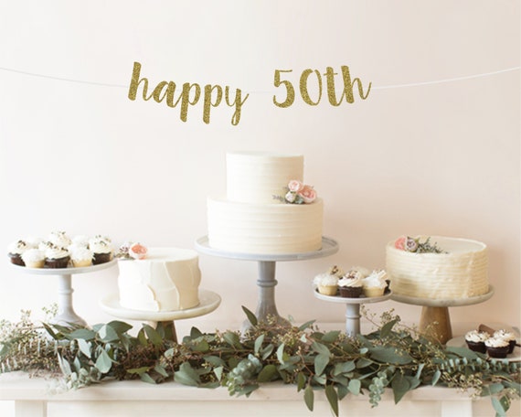 50th Birthday Decorations 50th Birthday Banner Happy Etsy