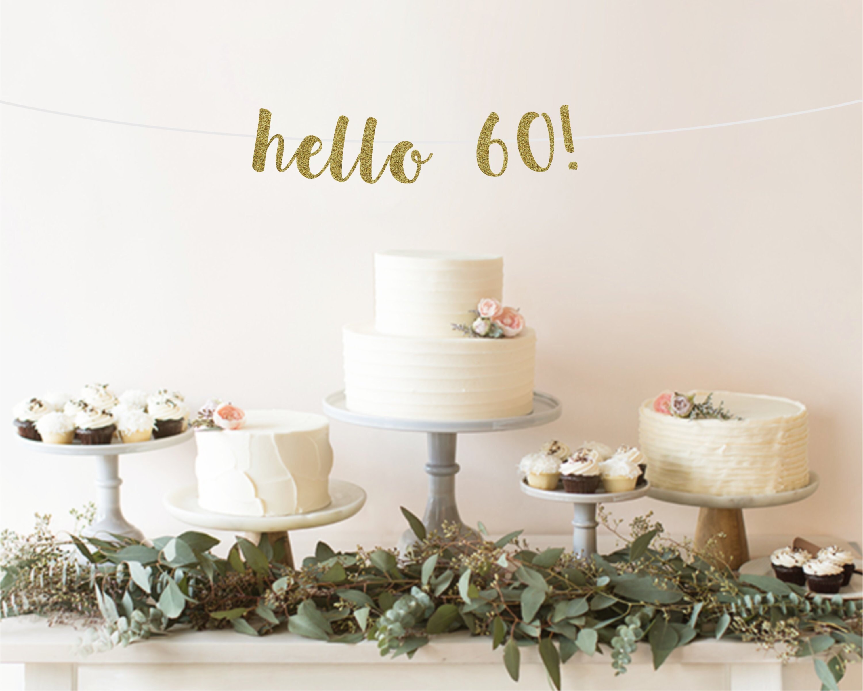 Hello 60 Birthday Banner 60th Birthday Decorations 60th Etsy