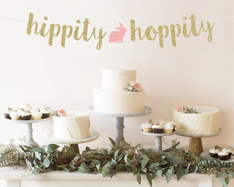 Easter Bunny Banner Garland Easter Bunny Pink Easter Decorations Easter Sign Banner Easter Decor Hippity Hoppity Easter Banner