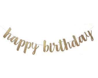 Happy Birthday Banner | Birthday Custom Banner | Birthday Banner Personalized | Custom Birthday Banner | Happy Birthday Name Banner | Gold