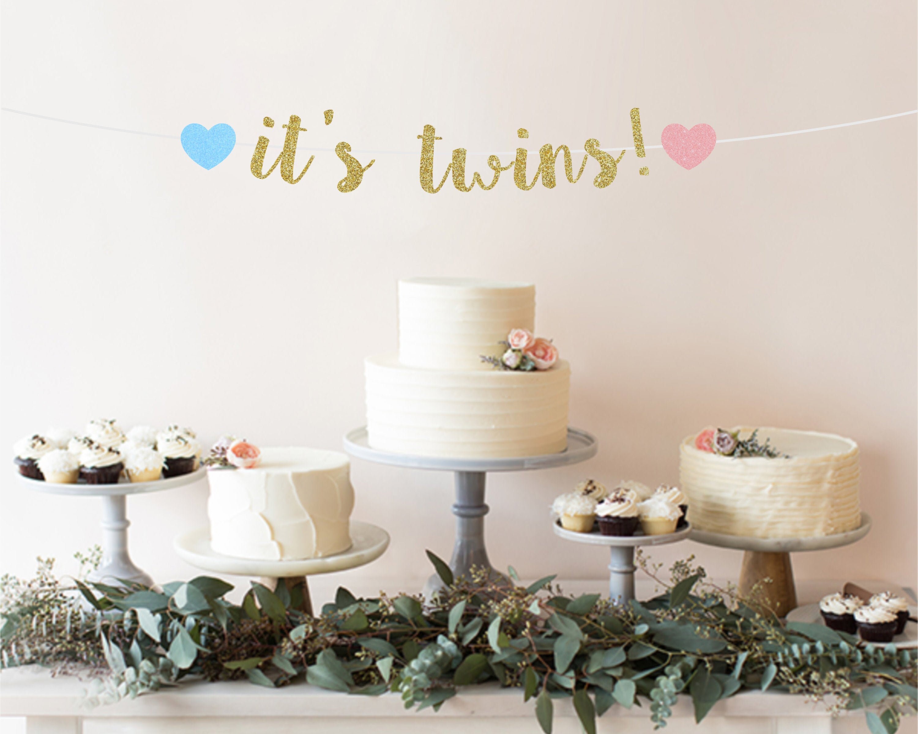 Twins Baby Shower Decorations Twins Baby Shower Banner Its Etsy