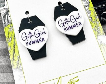 Goth Girl Summer charms - specifically for Stainless Steel Monster Hoop Earrings, coffins, spooky