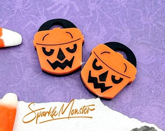 Pumpkin Bucket charms - specifically for Stainless Steel Monster Hoop Earrings, Halloween, nostalgic