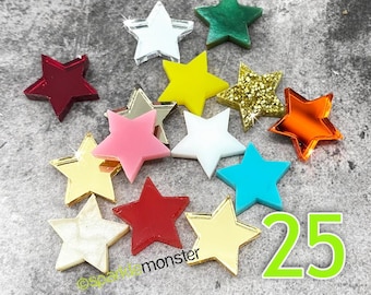 Acrylic Star Cabochons: Random Colors, DIY Charms (25 pcs)