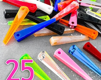 Small spike charms - 25 pcs, laser cut acrylic, random colors, jewelry making, crafting