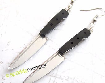 SALE Pretty Killer, knife earrings, laser cut acrylic, charms, Dexter inspired, horror, chef