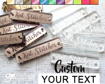 Large Custom Acrylic Tags: Engraved Rectangle Sew-On Labels