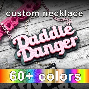 Custom Acrylic Name Necklace: Two-Color Laser Cut Personalized Pendant