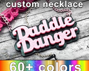 Custom Acrylic Name Necklace: Two-Color Laser Cut Personalized Pendant