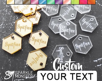 Custom Engraved Hexagon Jewelry Tags: Laser Cut Acrylic
