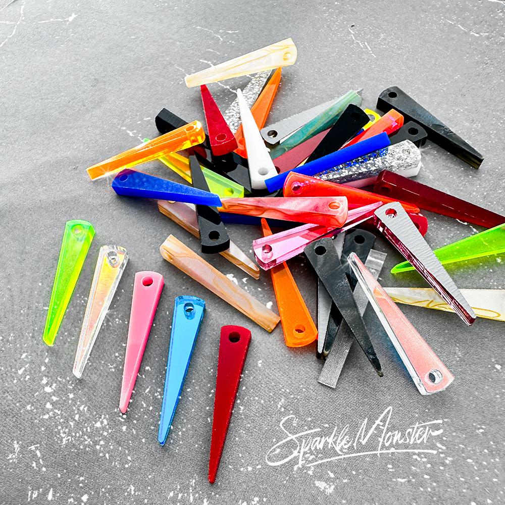 Small Spike Charms - 25 Pcs, Laser Cut Acrylic, Random Colors, Jewelry ...