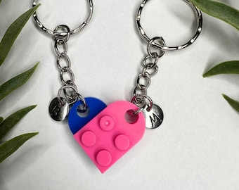 Initial Heart Keychain Set, Personalized Couple Boyfriend Girlfriend Gift, Matching keychains for her, for him, Friend Gift, Couple Gift