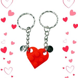 Valentine&#39;s Day Initial Heart Keychain Set, Personalized Couple Boyfriend Girlfriend Gift, Matching keychains for her, for him, Couple Gift