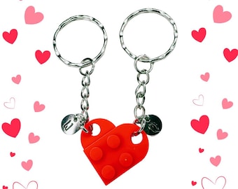 Valentine's Day Initial Heart Keychain Set, Personalized Couple Boyfriend Girlfriend Gift, Matching keychains for her, for him, Couple Gift