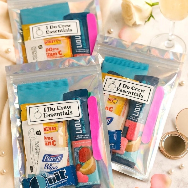 Kit de accesorios esenciales para el día de la boda, kit para el equipo de la novia, kit esencial para damas de honor, set de regalo para damas de honor, regalo para la fiesta nupcial