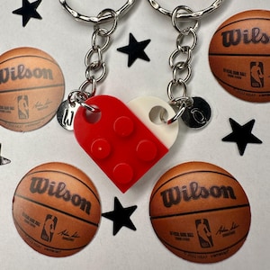Basketball keychains, Initial Heart Keychain Set, Personalized Couple Boyfriend Girlfriend Gift, for him, Couple Gift