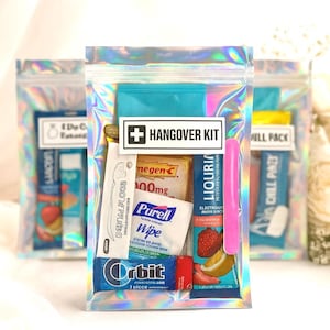Hangover Kit, Adult Party Favor Bags, Travels Hangover Kit Bag With Supplies, Bachelorette Party Girls Trip, Recovery Kits (No Meds/ Pills)